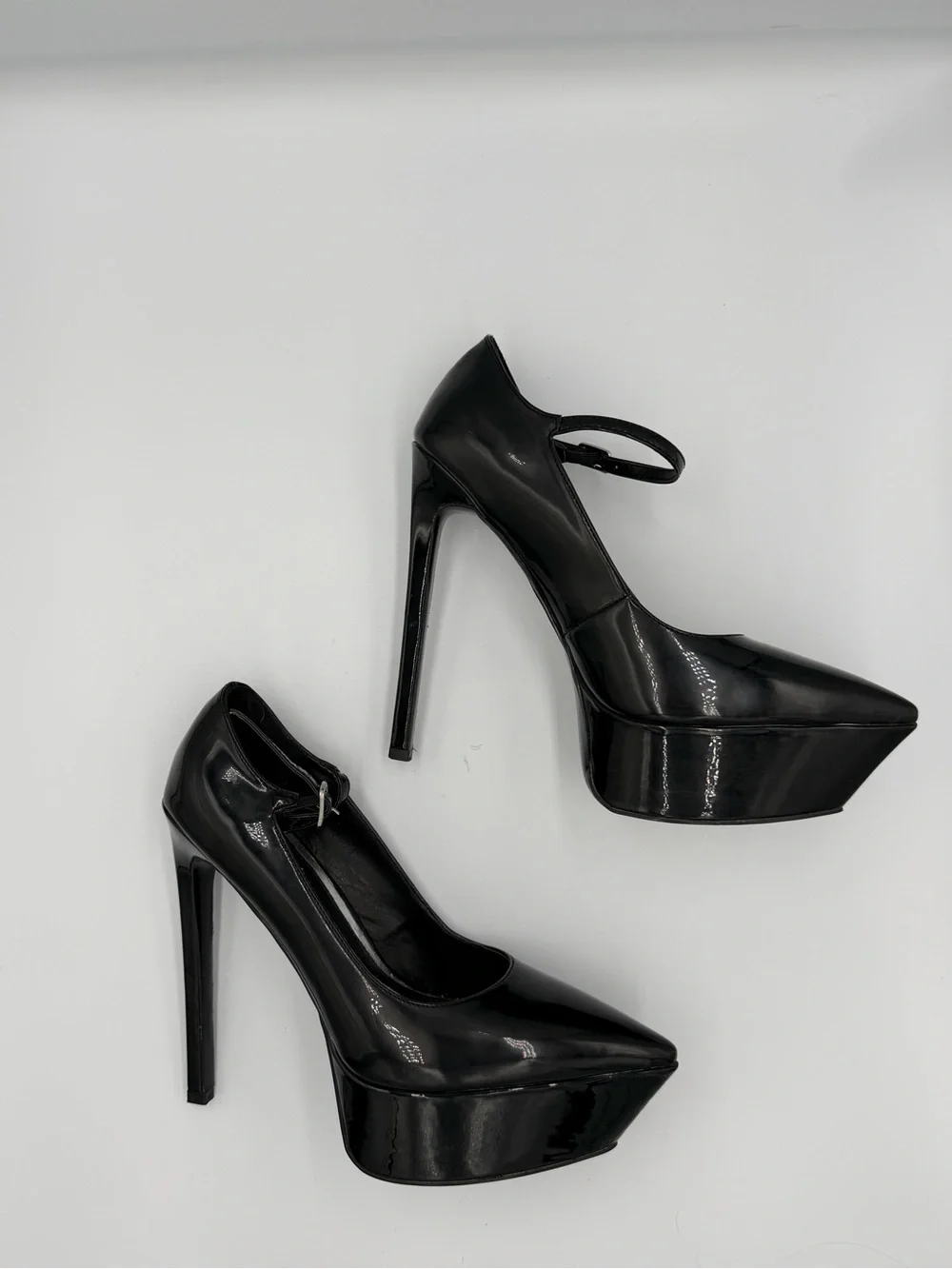 Azalea Wang Yasina Black Patent Leather Mary Jane Stiletto Platform 7